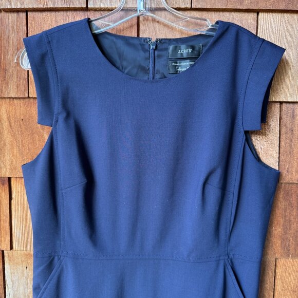 NWT J.CREW Resume Navy Cap Sleeve Knee Length Wool Sheath Dress in Women's 14 - Picture 8 of 14